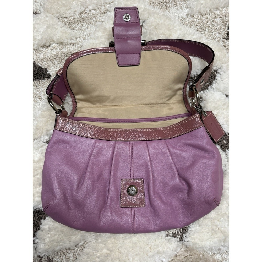 Y2K VTG Rare Coach Flap Soho Big Buckle Shoulder Bag Pink‎ Purple Purse F15204 - Picture 5 of 16